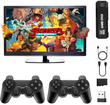 Consola de Juegos Retro . con 38000 Juegos, Consola de Videojuegos, Mando Inalámbrico, Salida HDMI TV, Game Stick 4K x2, Regalo para Niños y Adultos (64, GB)