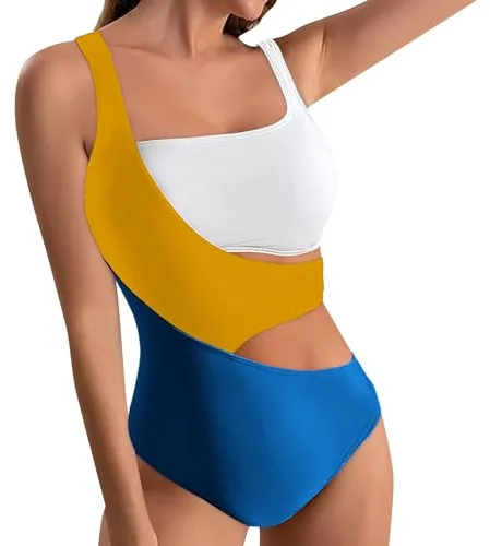 Camiseta Bañador Mujer Faja Modeladora Mujer Traje de Baño de Talle con Recorte para Bañador Negro Reductor Tallas Grandes (White S)