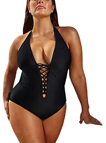 Traje de Baño Short Bañador Mujer Bañadores Negro Traje de Baño Mujer Up Color Sólido Una Pieza Cintura Alta Entrenamiento Short Bañador Bañadores (Black L)