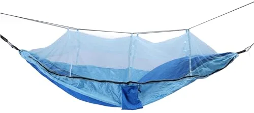 Hamaca para Exteriores, Hamaca portátil Ligera con Soporte de Carga de 661lb con Red para Patio, Camping, Picnic (Azul Real con Azul Claro (Red Azul Claro))