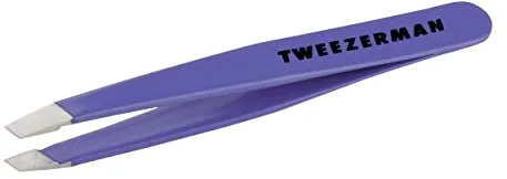 TWEEZERMAN Mini pinzas (puntas inclinadas, depilación de cejas, calidad profesional, acero inoxidable), Blooming Lilac