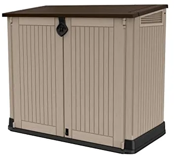 Keter Sio Midi -Cobertizo de jardín Exterior, Ordenación, Almacenamiento, 132 x 71,5 x 113,5 cm, Capacidad 880L, Color Topo/Beige.