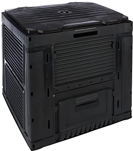 Keter- Compostador con Base 470L, Gris Oscuro, 79 x 79 x 79 cm, Abono, Compost, Compostaje