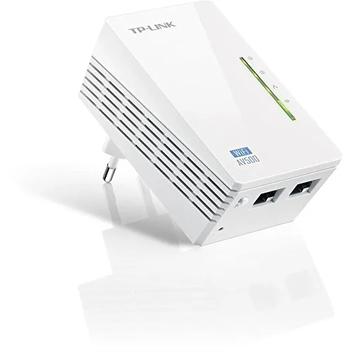 TP-Link TL-WPA4220 - Extensor Powerline AV600 a 300Mbps por Línea Eléctrica, HomePlug AV, PLC con WiFi, 2 Puertos Ethernet 10/100Mbps, 1 Pieza