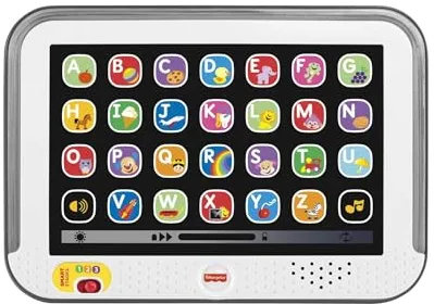 Fisher-Price Ríe y Aprende Mi Primera Tablet, Juguete electrónico Educativo con Luces y Sonidos para bebé +1 año, versión español (CDG61)