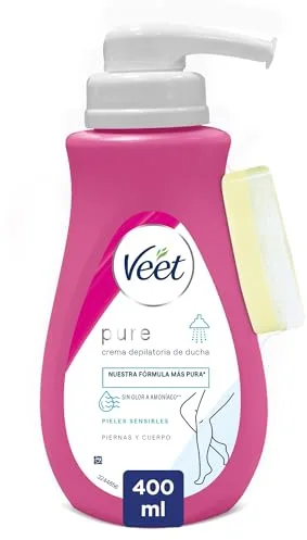 Veet Crema Depilatoria Corporal para Usar Bajo la Ducha para Mujer, con Dosificador, Piel Sensible - 400 ml