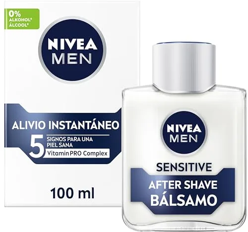 NIVEA MEN Sensitive Bálsamo After Shave (1 x 100 ml), para el cuidado de la piel sensible, bálsamo anti irritaciones con 0% alcohol para calmar la piel al instante