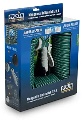 Aqua Control C2107N2 Manguera de Jardín con Conexiones Bimateria y Pistola con 7 Formas, Verde, 15 m