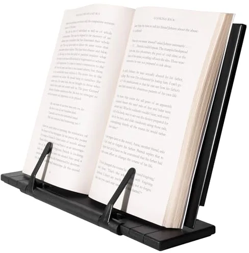 H&S Atril Metálico para Libros - Soporte Plegable y Portátil para Leer o Estudiar - Soporte Ajustable para Recetas o Libros de Estudio