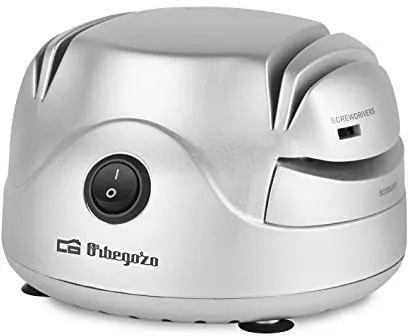 Orbegozo Cu 7000, Afilador de cuchillos Eléctrico, interruptor de conexión, 60 W, sistema de afilado de piedra de 2 Etapas, afila Tijeras, recoge Cables Automático