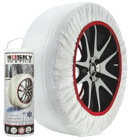S SUMEX HUSTX03 Husky Cadena de Nieve Textil para Neumáticos Coche Fundas para Neumáticos Antideslizantes, Montaje Rápido, Homologadas Talla L 2 Unidades
