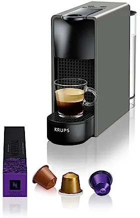 Nespresso Krups Essenza Mini XN110B - Cafetera monodosis de cápsulas Nespresso, compacta, 19 bares, apagado automático, color gris