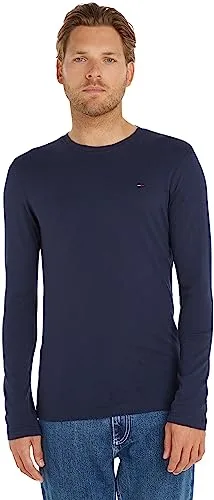 Tommy Jeans Tjm Original Rib Longsleeve Tee Dm0dm04409 Camiseta, Azul (Black Iris), L Hombre