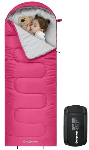 KingCamp Saco de Dormir Ultraligero de Momia Grande Individual para Niños Camping Montaña Portátil Bolsa de Compresión Verano 165 x 70cm