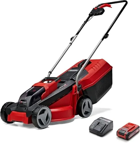 Einhell Cortacésped a batería GE-CM 18/30 Li Kit Power X-Change (18 V, 30 cm Ancho de Corte, hasta 150 m², Brushless, 25L Bolsa recolectora, 30-70 mm Altura de Corte, con 3,0 Ah batería y Cargador)