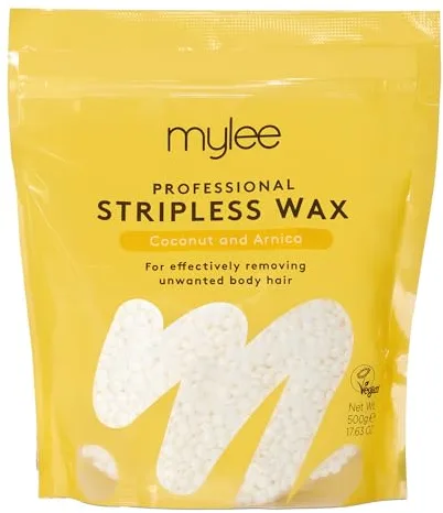 Mylee Professional Perlas de Cera Depilatoria 500g, Bolitas Sin Bandas, Sin Dolor para Cuerpo, Cara e Ingles (Coco y Árnica)