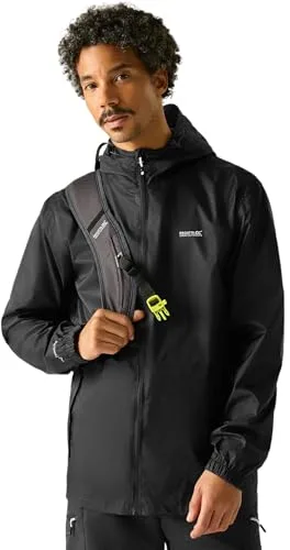 Regatta Chubasquero impermeable con capucha ligera y transpirable Jackets Waterproof Shell, Hombre, Black, XXXL