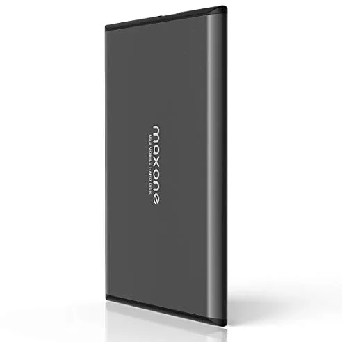 Maxone Disco Duro Externo 500GB - 2.5" USB 3.0 Ultrafino Diseño Metálico HDD Portátil para Mac, PC, Laptop, Ordenador, Xbox One, PS4, Smart TV, Chromebook - Grey