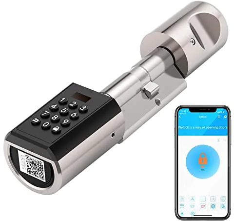 WELOCK Cerradura Electronica Cerradura Inteligente con Código, Bluetooth y WiFi, Smart Lock Fácil de Instalar Plata