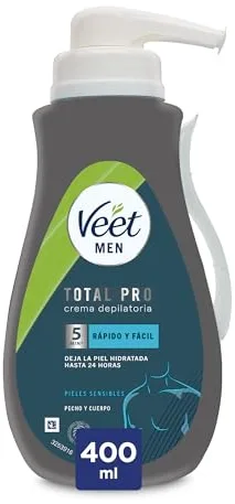 Veet Men Crema Depilatoria Corporal Para Hombre, Piel Sensible, 400 ml (Paquete de 1)