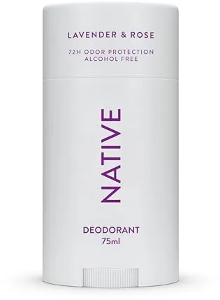 Native - Desodorante natural vegano, sin gluten, sin crueldad animal, libre de aluminio, parabenos y sulfatos, fabricado en los Estados Unidos, lavanda y rosa