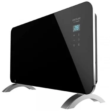 Cecotec Radiador Eléctrico Bajo Consumo Ready Warm 6720 Crystal Connection. Wifi, 1500 W, Termostato Regulable, Temporizador, Soporte de Pie, Protección Sobrecalentamiento, Negro, 13 x 80.5 x 47 cm