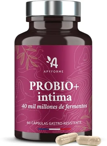 Apyforme - Probioticos Mujer Flora Intima - Hasta 40 Mil Millones UFC/Día - 4 Cepas Lactobacillus Reuteri, Rhamnosus Crispatus y Acidophilus - 60 Cápsulas Gastroresistentes - Probio+ Intima