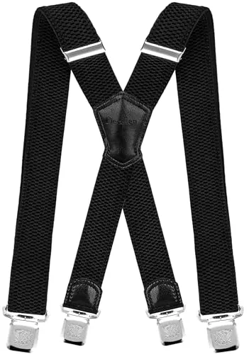 Decalen Tirantes para caballero con clips extra fuerte amplio 40 mm Adjustable Elastics X forma (Negro)