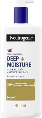 Neutrogena Fórmula Noruega Hidratación Profunda Loción corporal de Absorción Inmediata Enriquecida con Aceite de Almendras (400 ml), crema hidratante con tecnología Pro-Ceramida