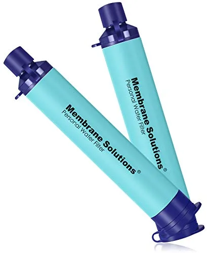 Membrane Solutions Filtro de Agua Supervivencia, Elimina el 99,9999% de E.coli, Precisión del filtro 0,1 Micrón, Sistema de Filtro Portátil para Emergencia, Camping, Senderismo, 2 Pack
