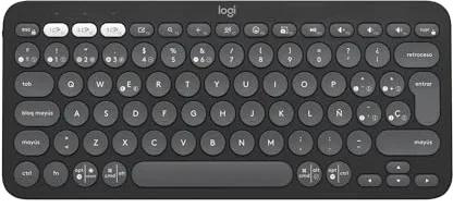 Logitech Pebble Keys 2 K380s, Teclado Bluetooth multidispositivo, accesos directos, estilizado y portátil, Easy-Switch, Windows, macOS, iPadOS, Android, ChromeOS, Disposición QWERTY Españo - Grafito