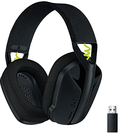 Logitech G G435 LIGHTSPEED, auriculares inalámbricos y Bluetooth para gaming - Auriculares ligeros circumaurales, micrófonos integrados, Dolby Atmos, PC, PS4, PS5,Nintendo Switch/Switch 2, móvil-Negro