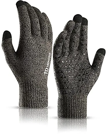TRENDOUX Guantes ciclismo hombre invierno mujer - tactiles guantes Guantes omp, para frio, Antideslizante de conducción, ciclismo Moto, montaña hombre, Escalada running hombres - Gris M