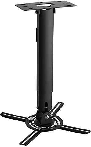 suptek Soporte Proyector Techo, Inclinación de +-90° Rotación de 360° hasta 13.6Kg, Extensión Ajustable a 54cm, Soporte Proyector Pared (Negro) - PR05B