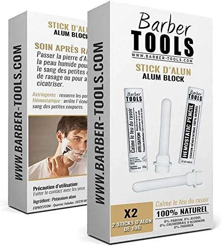 BARBER TOOLS Caja de 2 palos hemostáticos con piedra de alumbre