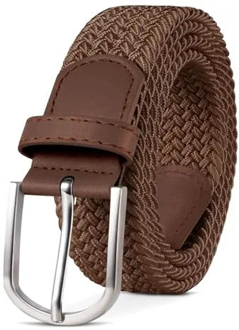 TANGCHAO Cinturones hombre, Cinturon elastico para hombre y mujer, Cinturón Trenzado Elegante Sin Agujeros Extensible, Cómodo y bien ajustado, para Jeans