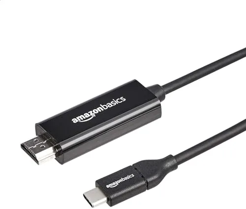 Amazon Basics Cable adaptador unidireccional USB-C (fuente) a HDMI (pantalla) (compatible con Thunderbolt 3), 4K a 30 Hz, 1,8 m, negro