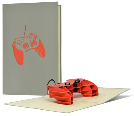 Tarjeta de cumpleaños moderna para niño, buena para Playstation o juego de ordenador, tarjeta de felicitación 3D emergente o regalo de cumpleaños para adolescentes H25