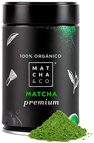 Matcha & CO Té Matcha Premium100% Ecológico, Grado Ceremonial, en Polvo Orgánico de Japón, Orgánico, 100% Natural, Té Verde, 80G