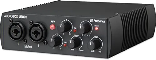 PreSonus AudioBox 96 - Interfaz de Audio USB, Para Grabación, Difusión, Podcasting con Paquete de Software incluido Studio One Artist, Ableton Live Lite DAW, Edición del 25º Aniversario