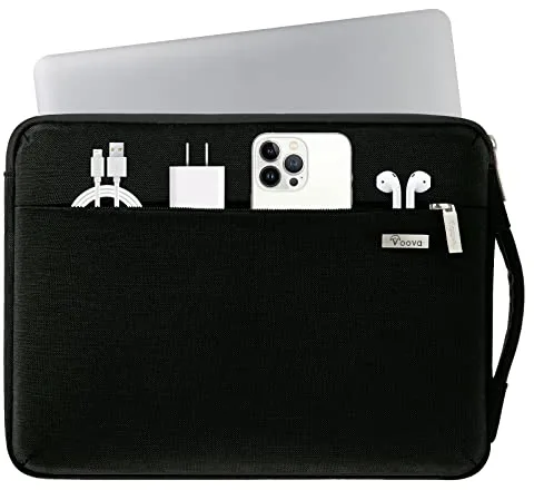 Voova Funda Portatil 15.6 16 Pulgadas (37×25,5×2,5CM) 360°Protectora Portátil 15,6 Funda Ordenador para Macbook Pro 16 (M5, 2025), Acer Swift X 16, Lenovo 16, Inspiron 16 Bolsa Portatil, Negro
