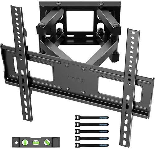 BONTEC Soporte TV Pared para Pantallas Planos y Curvos de 23-70 Pulgadas, Soporte Pared TV Inclinable y Giratorio con Doble Brazo de Movimiento Completo, Resistentes hasta 45 kg, Máx. VESA 400x400mm