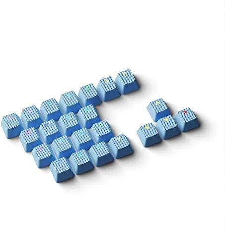 HK Gaming Rubber Keycaps Set | Anti-Slip Texture | Doubleshot Backlit Keycap Set | 23 Keys OEM Profile Key Set | For Mechanical Keyboard | Compatible with Cherry MX, Gateron, Kailh | Blue Malibu