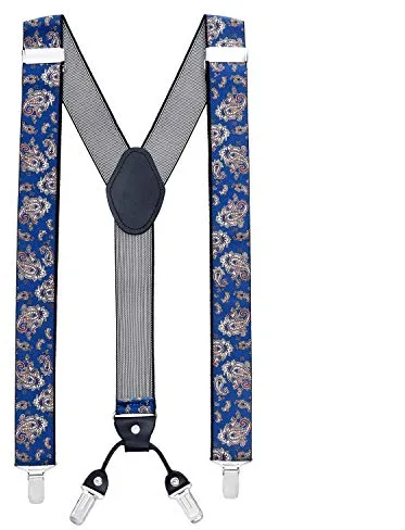 MASADA tirantes calidad fabricados a mano, con cierres resistentes y ajustes continuos con anchura de 3,5 cm para tallas de hasta 195 cm Azul Paisley