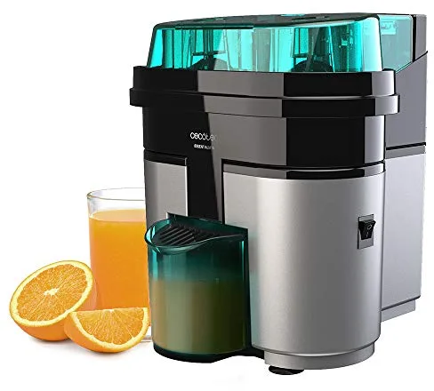 Cecotec Exprimidor Naranjas eléctrico EssentialVita Twice Black. 90 W, Doble Cabezal y Cortador, Filtro para Pulpa, Vaso 500ml, Piezas aptas para lavavajillas