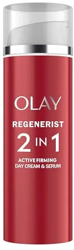 Olay Regenerist Crema Facial de Día y Sérum. Hidratante 2 en 1 Antiarrugas y Reafirmante Activa con Niacinamida Antienvejecimiento y Péptidos. Regenera, Reafirma e Hidrata. Ligera. 50 ml