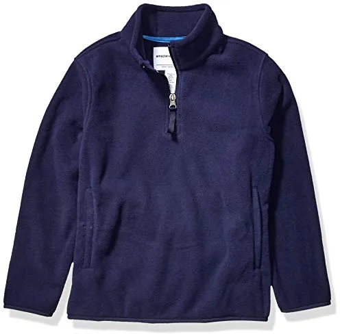 Amazon Essentials Chaqueta con Cremallera de un Cuarto de Forro Polar Niño, Azul Marino, 6-7 años