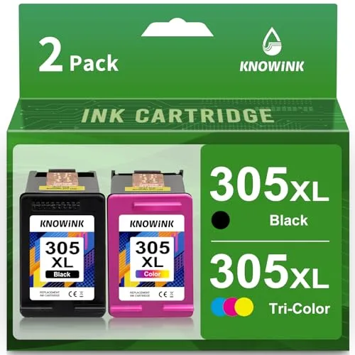 KNOWINK 305 XL Cartuchos de Tinta 305 XL Negro y Color Multipack Compatible para HP DeskJet 2710 2070e 2120 2721 4120 HP Envy 6020e 6010 6032 6034 6020e 6420 Impresora(2-Pack)