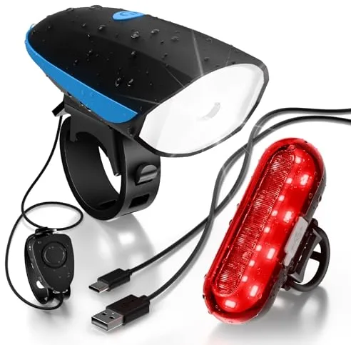 Gobikey Luces Bicicleta Delantera y Trasera, Carga Rápida en 2 Horas, IP65 Impermeable Luz Bicicleta