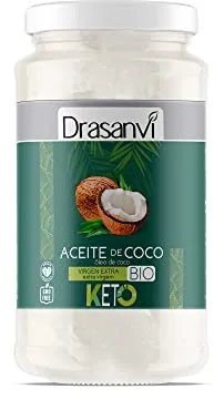 DRASANVI ACEITE DE COCO VIRGEN EXTRA KETO CERTIFICADO BIO - Cocos procedentes de agricultura ecológica - Apto para cocinar, freír, hornear - VEGANO - SIN GLUTEN - Envase de cristal - 500ml